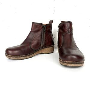 Pikolinos Womens Granada Calfskin Leather Ankle Boots Caoba Brown Zip Up Size 37